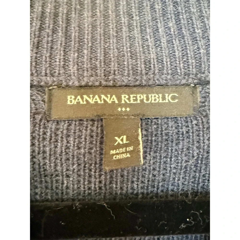 Banana Republic Mens XL Navy Blue Full Zip Cotton Blend Knit Bomber Sweater